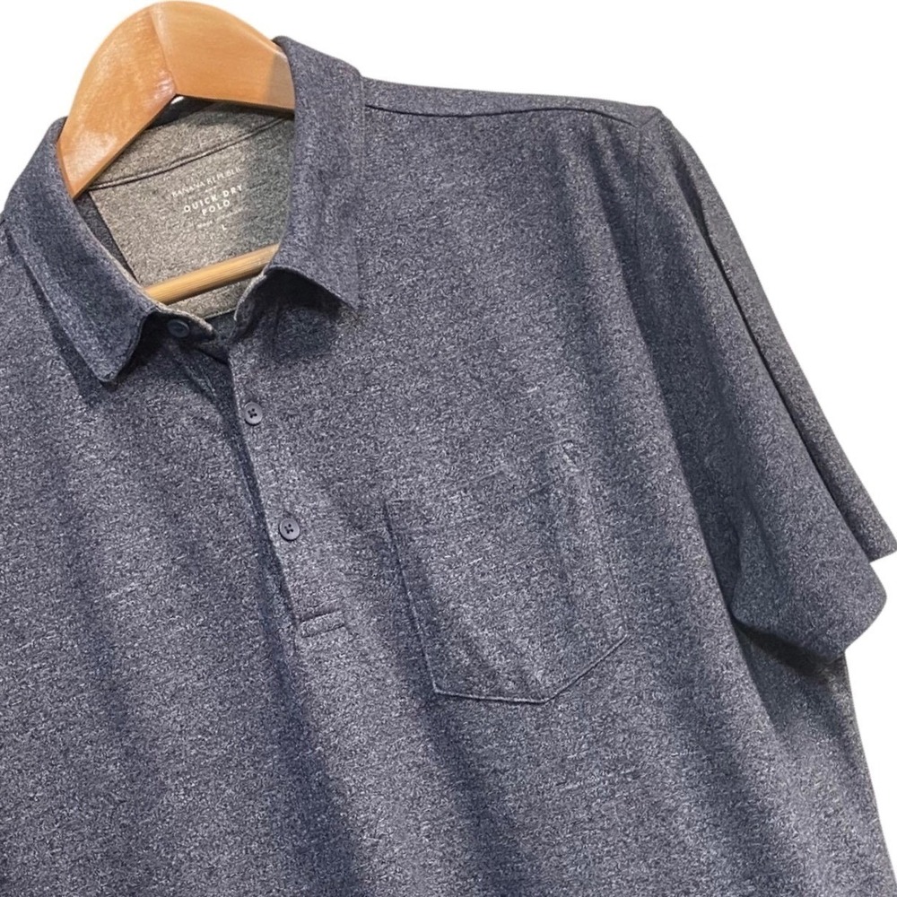 Banana Republic Quick Dry Luxury Sport Polo Shirt Men's Large Blue Heathered